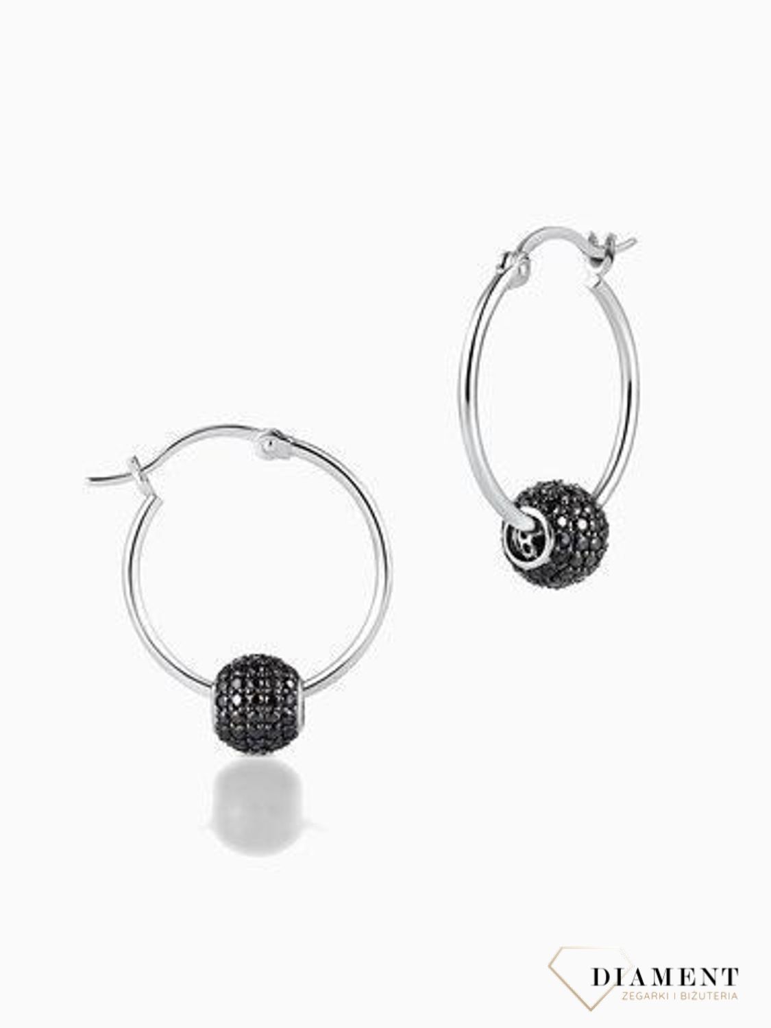 Kolczyki srebrne koła Dall'Acqua z czarnymi cyrkoniami K BY 101 109.jpg